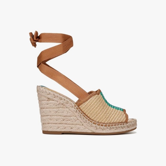 Franco Sarto Sierra Wedge Espadrille - Tan and Teal NWOT - Picture 6 of 9